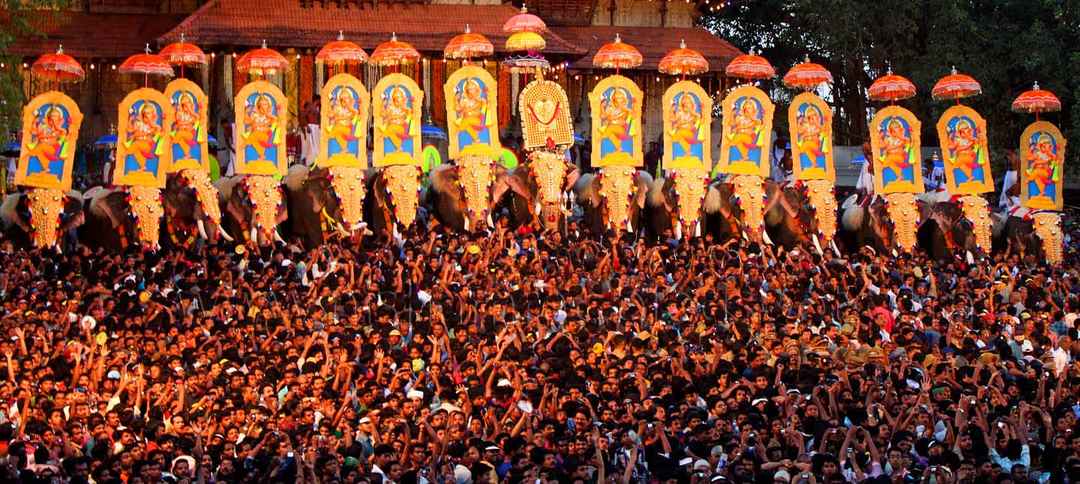 Traditional Kerala temple utsavam in Kollam with fireworks