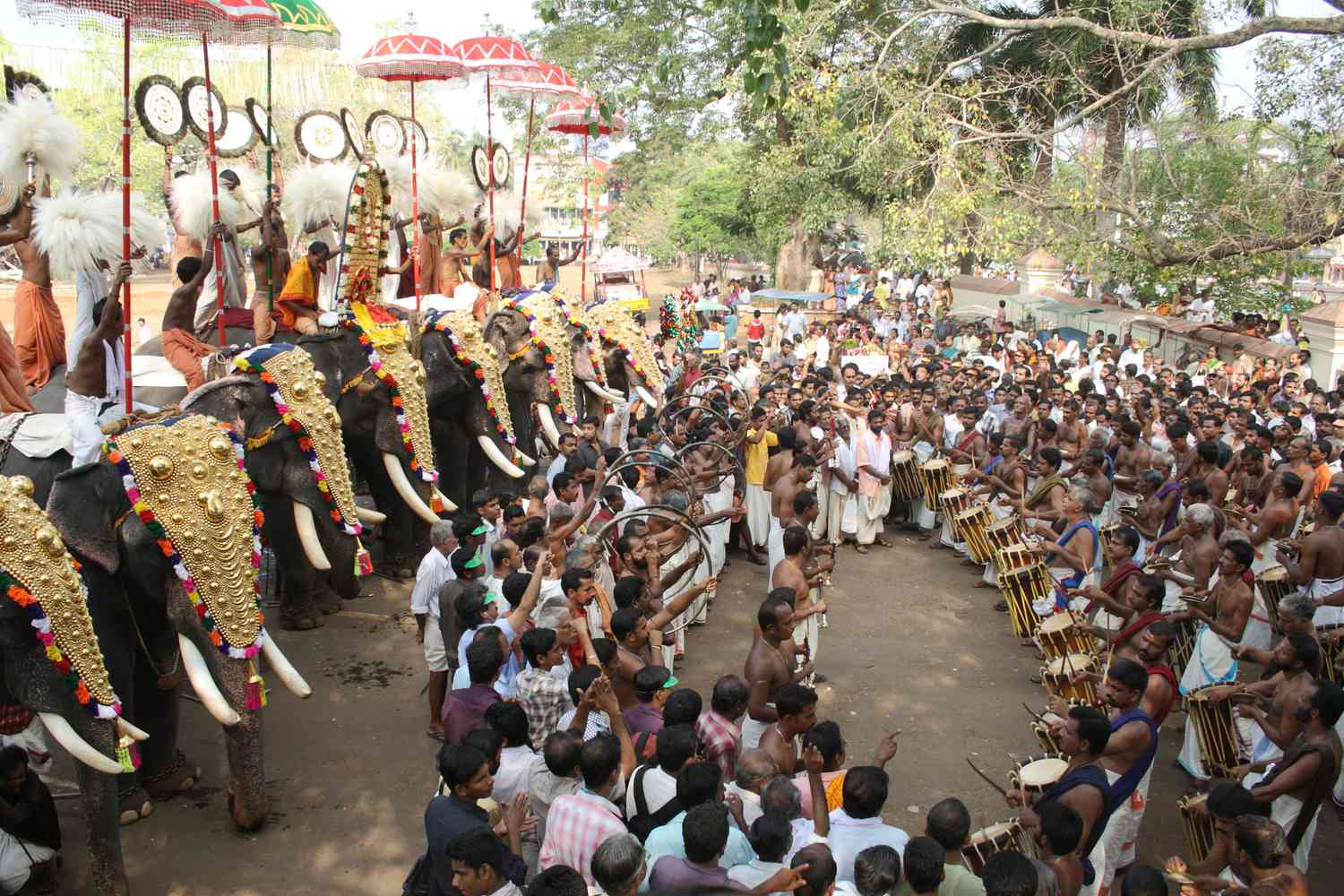 Hindu temple festival crowd in Thiruvananthapuram Kerala